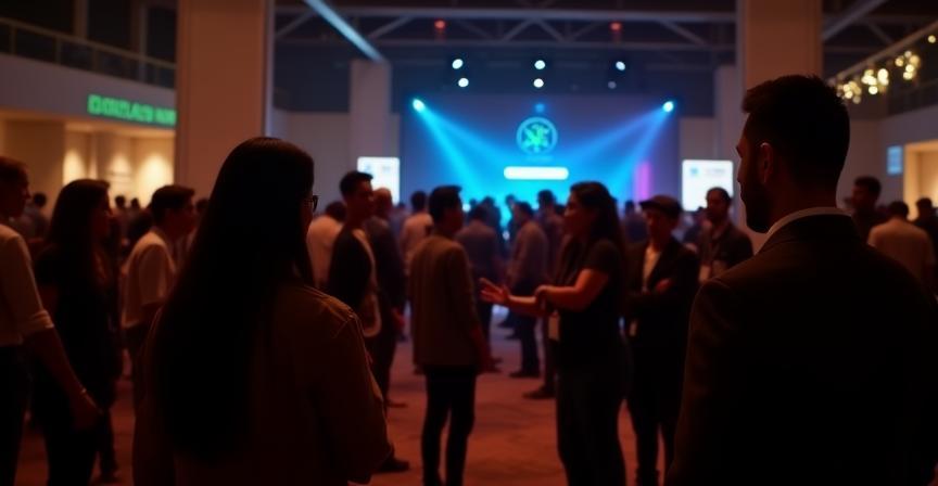 People exchanging ideas at a community tech event in Dubai